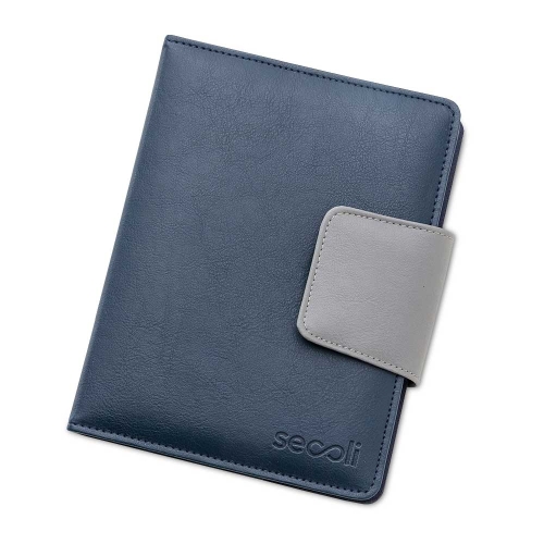 Agenda Capa PU com Aba e Fecho Magnético, Refil em Argolas e Porta-Cartões-AGE-803