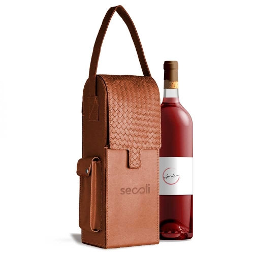 Porta-vinho personalizado com alça e fechamento frontal-PVI-800