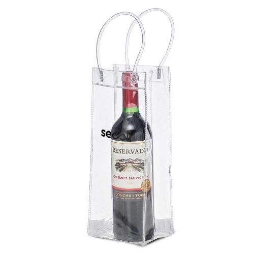 Porta Vinho Transparente com Alça e Logo-PVI-504