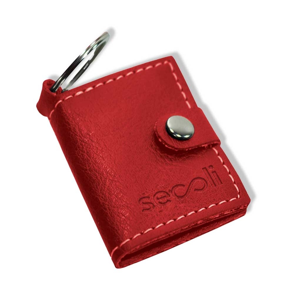 Chaveiro Porta-Cartões de Couro com Botão