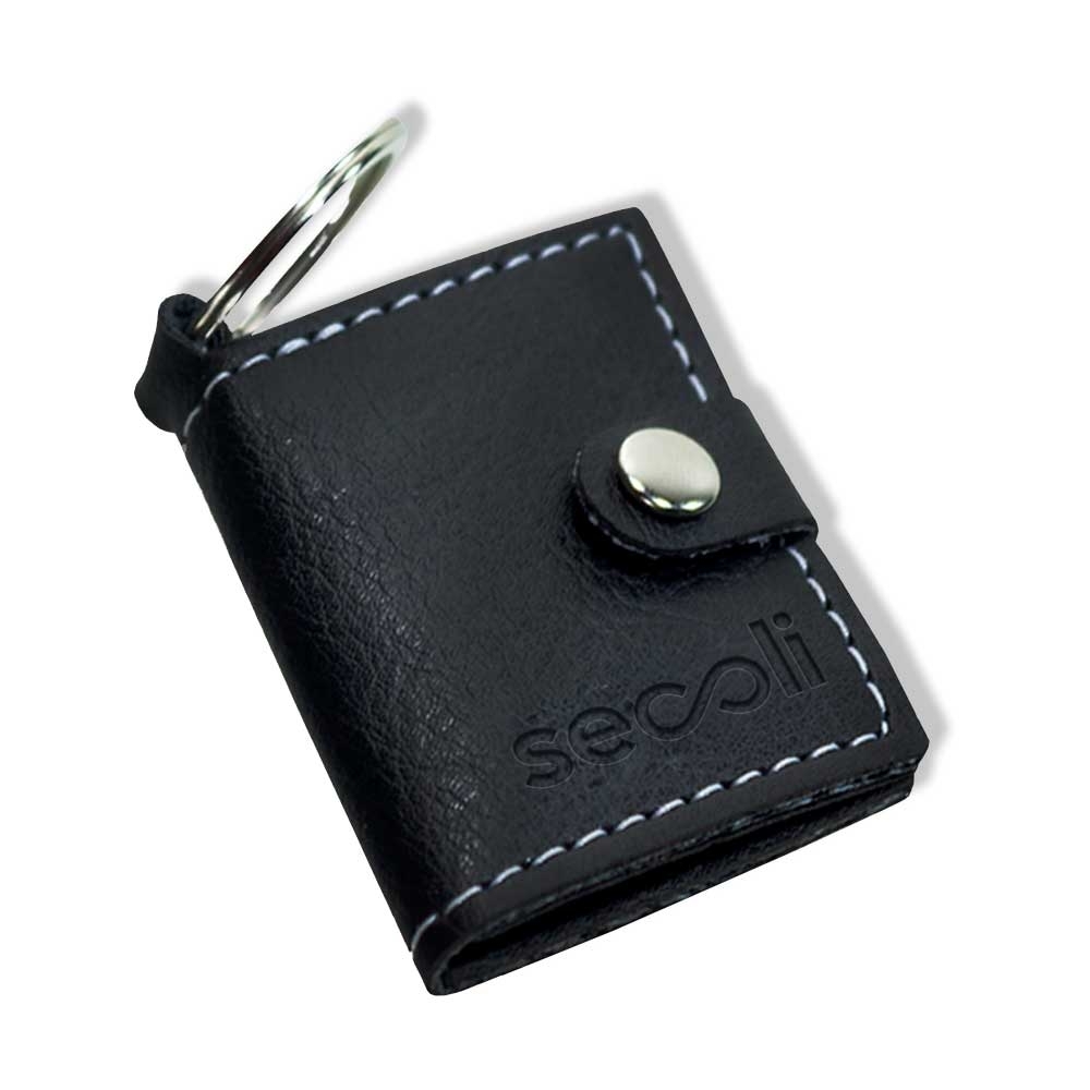 Chaveiro Porta-Cartões de Couro com Botão