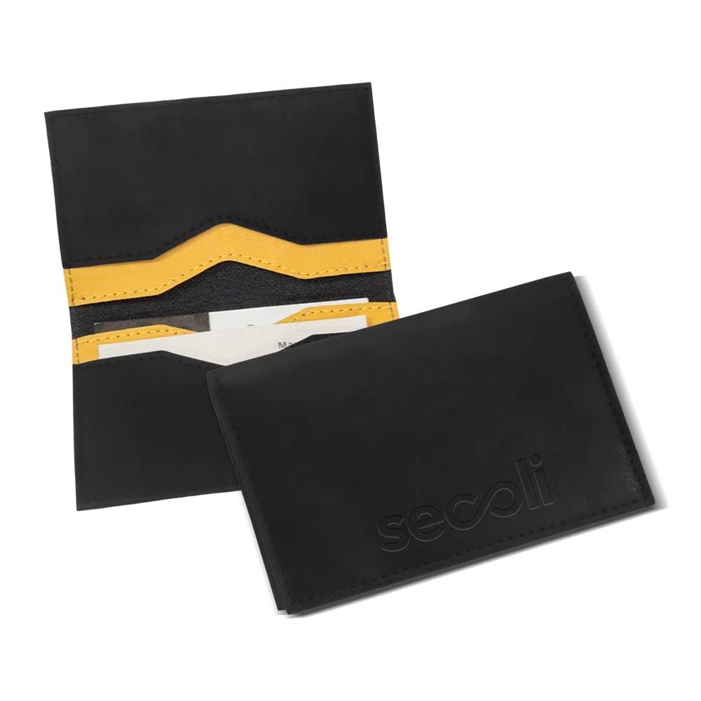 Porta-Cartão de Couro Sintético com Faixa Decorativa-PCA-805